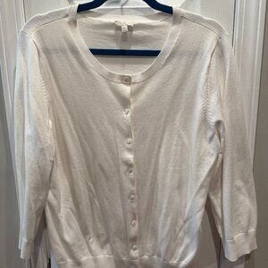 Talbots Charming Cardigan - White - Size XL NWOT